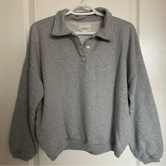 Grey American Eagle Polo Sweatshirt - Picture 2 of 6
